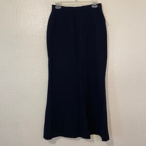 Vintage New Anne Klein Collection Black Wool Mermaid Trumpet Hem Midi Skirt 10